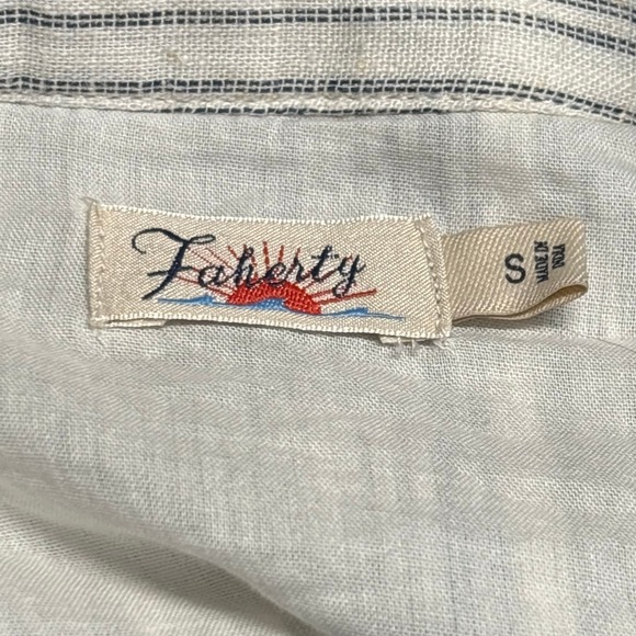 Faherty Striped Linen Blend Shift Dress Short Sleeve Button Down Casual‎ Small - Picture 9 of 10